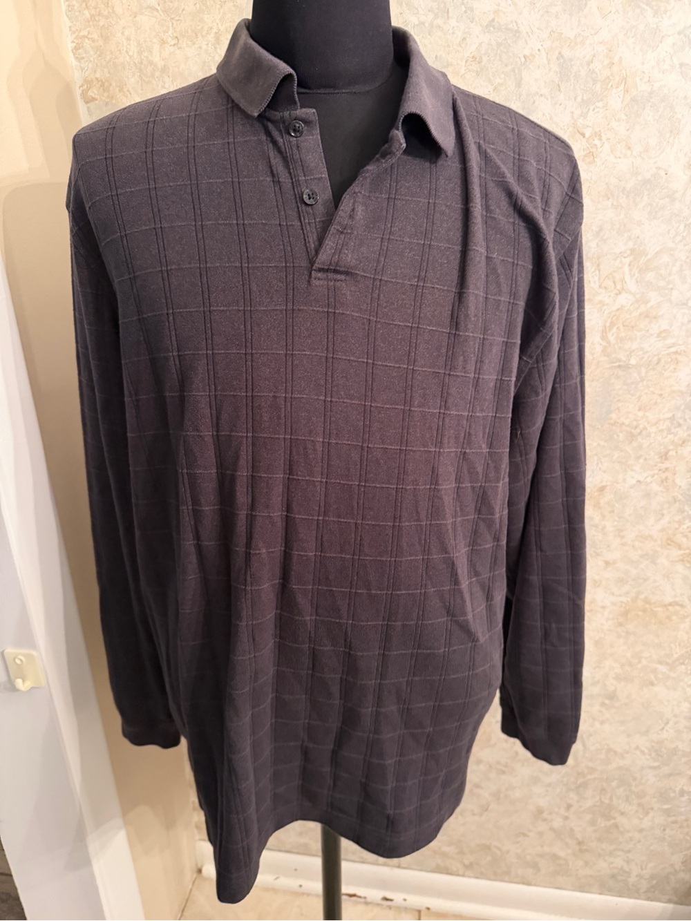 Van Heusen Classic Men's Long-Sleeve Polo Shirt - Dark Gray
